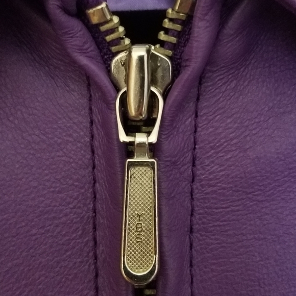Vintage LA-ROSE Purple Leather Zip Up Jacket Size Small - Picture 15 of 16